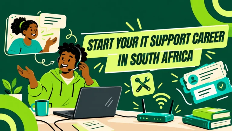 Beginner in South Africa practising computer troubleshooting for an IT support career